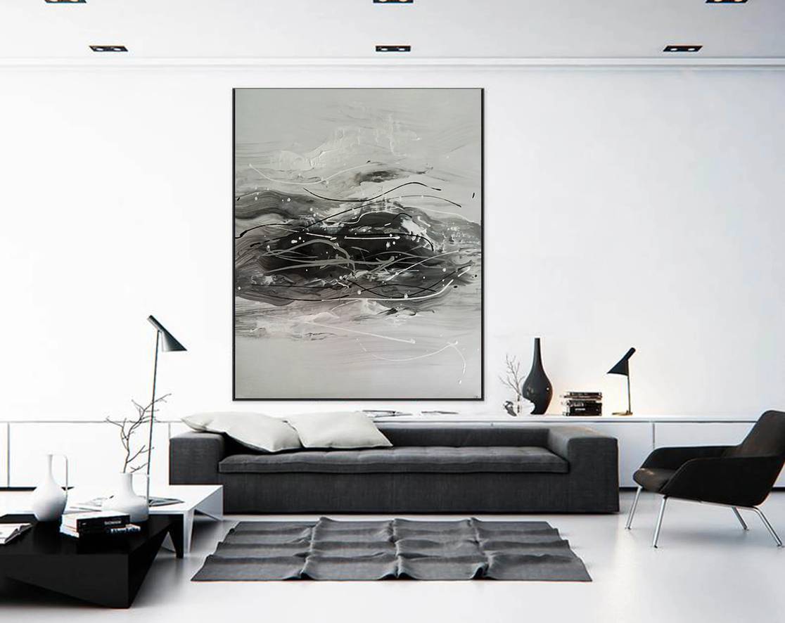 Black Landscape Minimalist Abstract Canvas Wall Art 6G7GD wall art